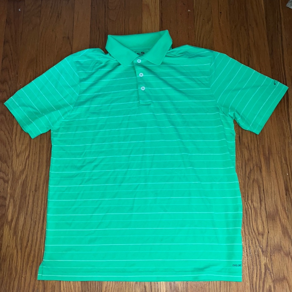 Champion Green Pin Striped Golf Polo (L)